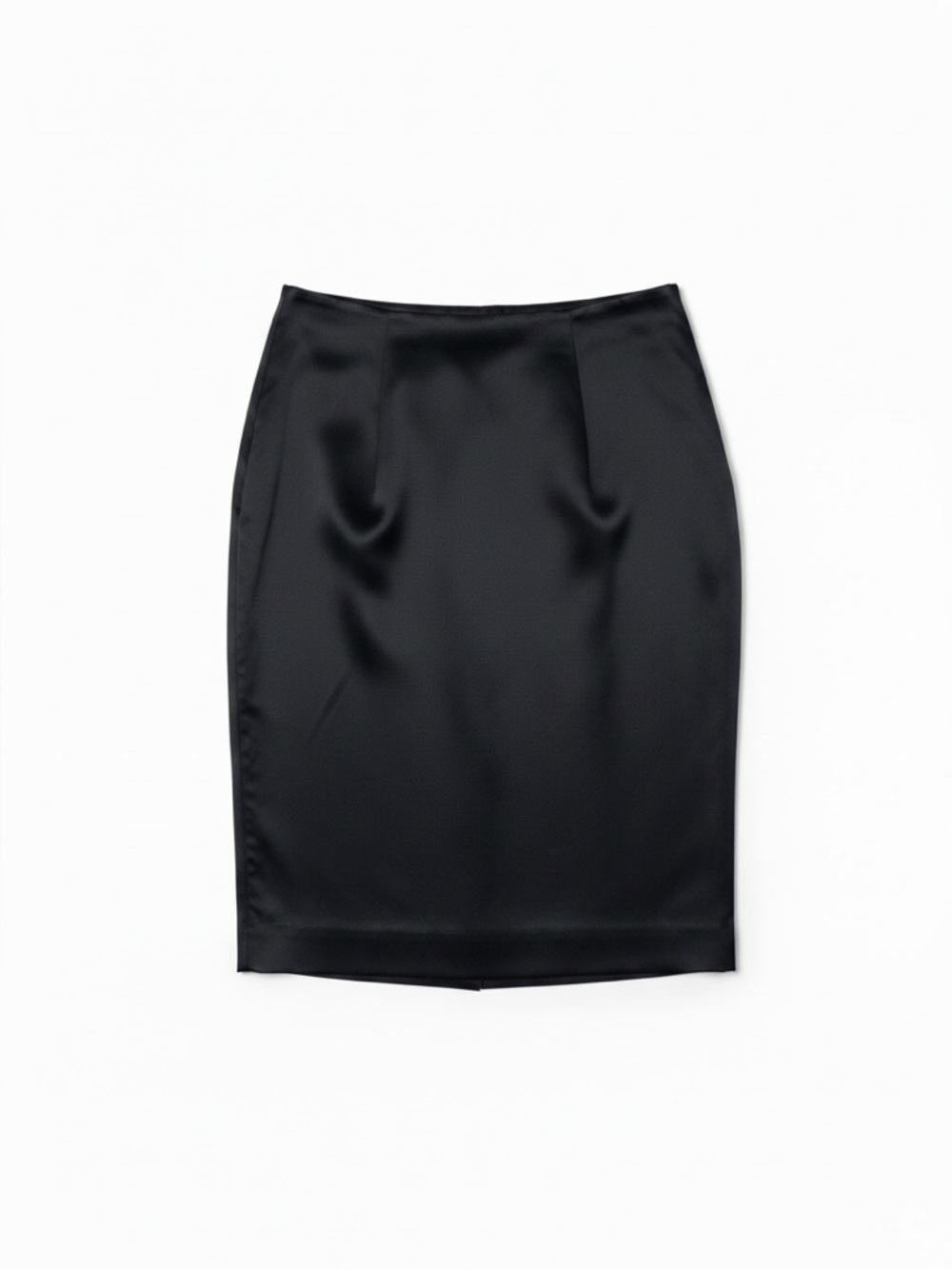 Vintage Escada Satin Pencil Skirt Black Tailored Luxe Women’s Medium
